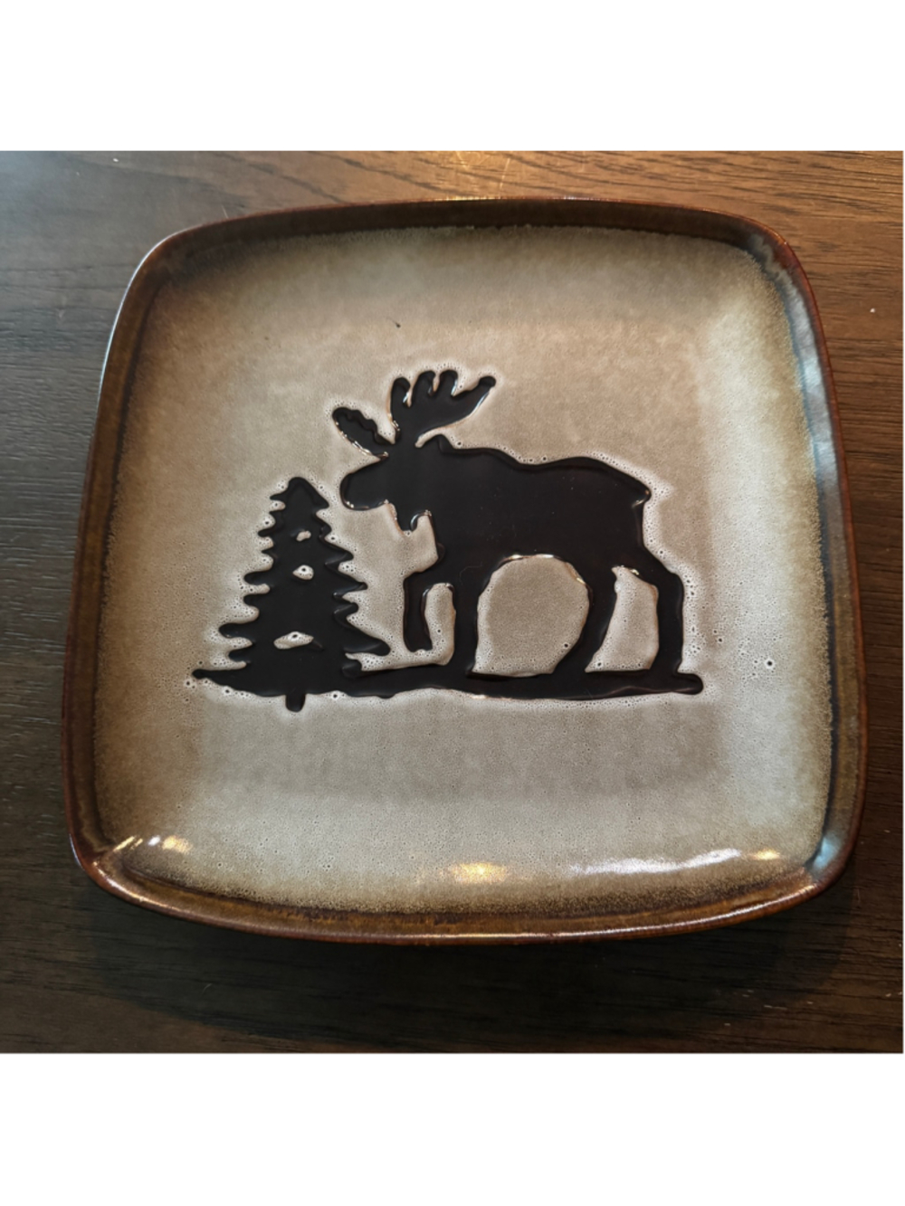 Woodland Home Studio Moose & Pine 10” Stoneware Platter | NWOT